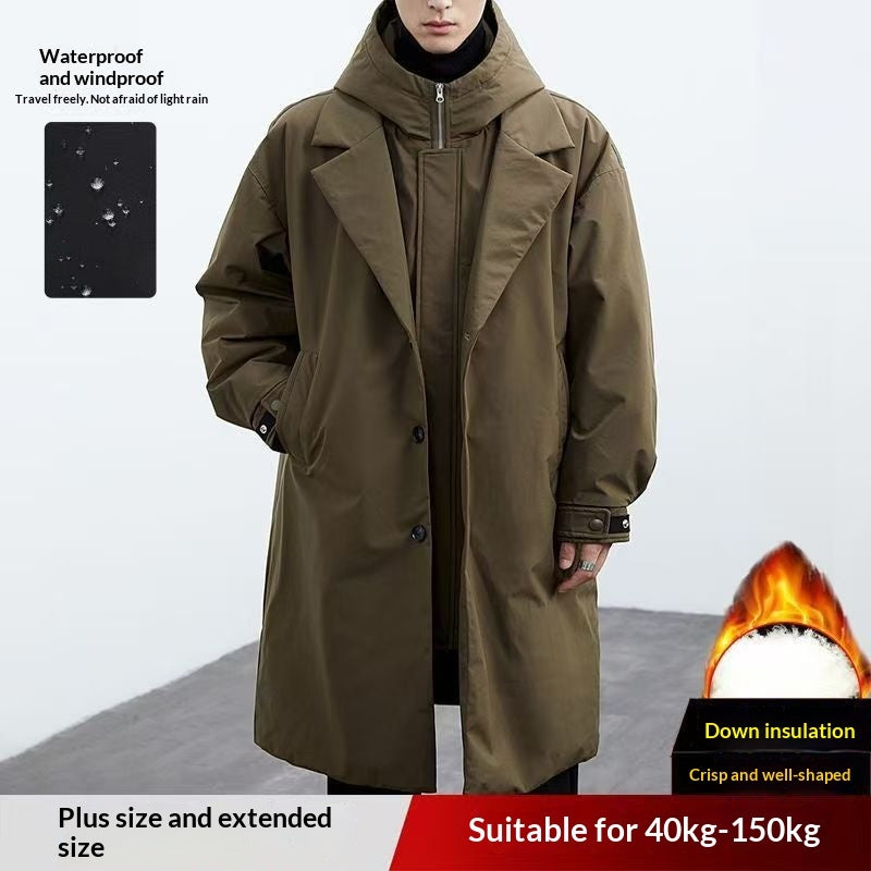 Fake Two-piece Hooded Oversized Thermal Trench Coat