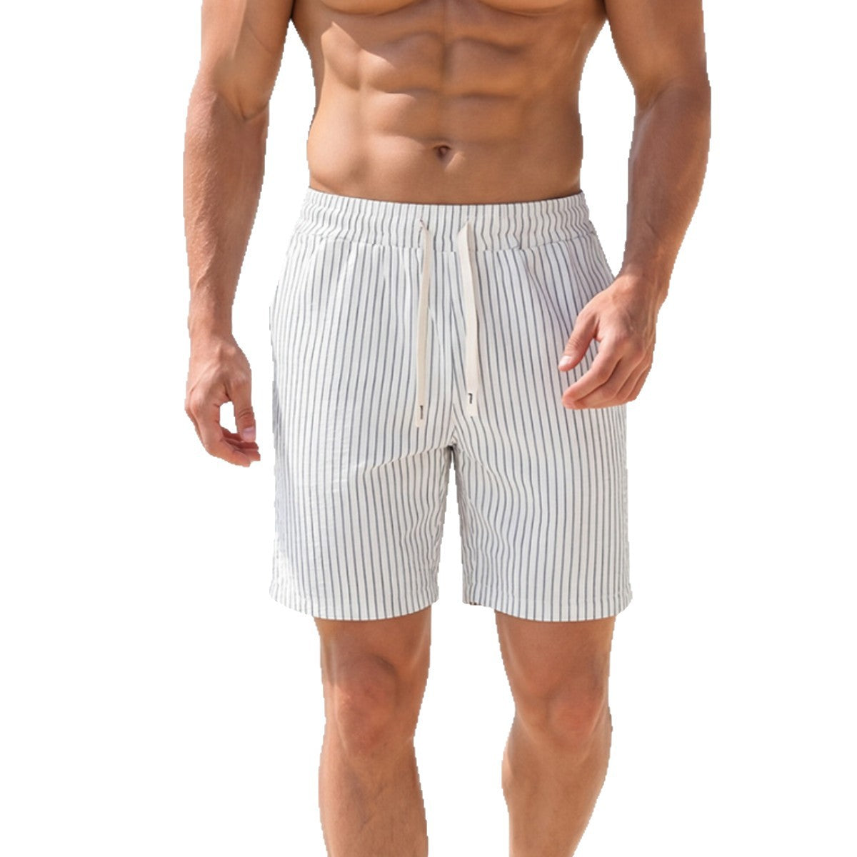 Mens Casual Sporty Striped Drawstring Shorts