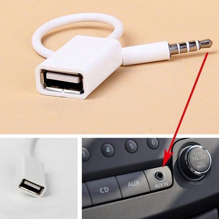 USB to 3.5MM Car AUX Audio Adapter Cable