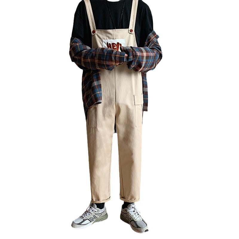 Men's Retro Casual Straight-Leg Work Overalls With Suspender Straps
