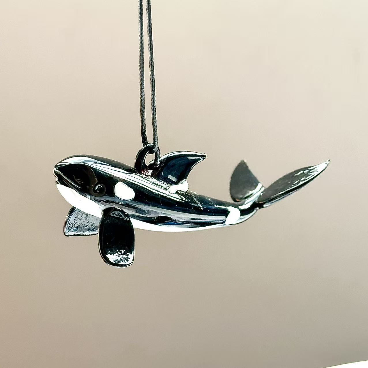 Decorative Ornament A Small Orca-shaped Glass Pendant