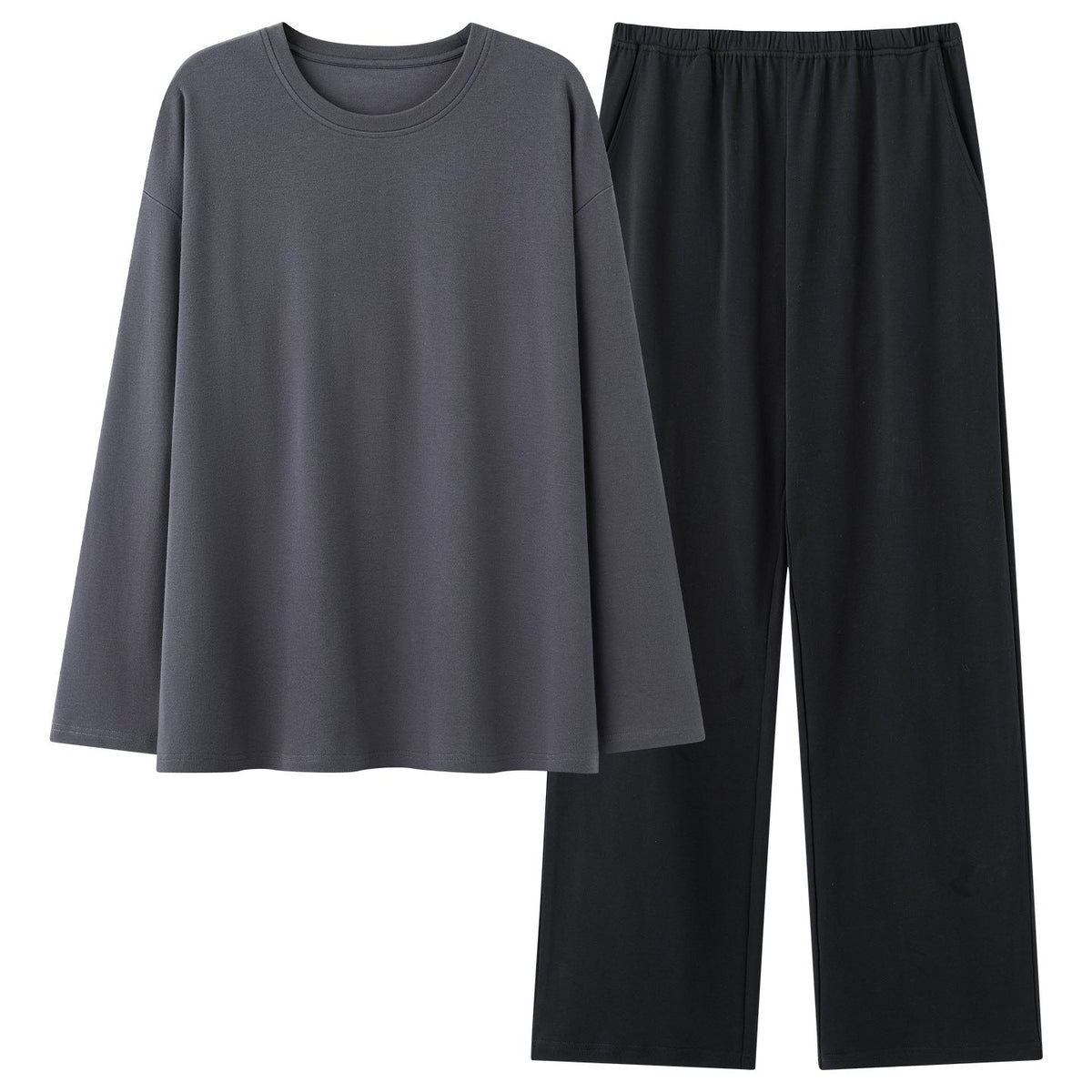 Mens 100 Cotton Pajama Set With Long-sleeve Top And Long Pants