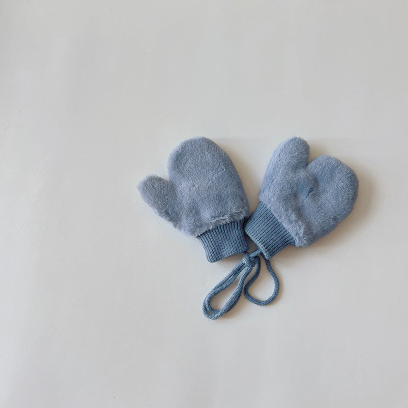 Fleece-lined Warm Finger Halter Baby Gloves