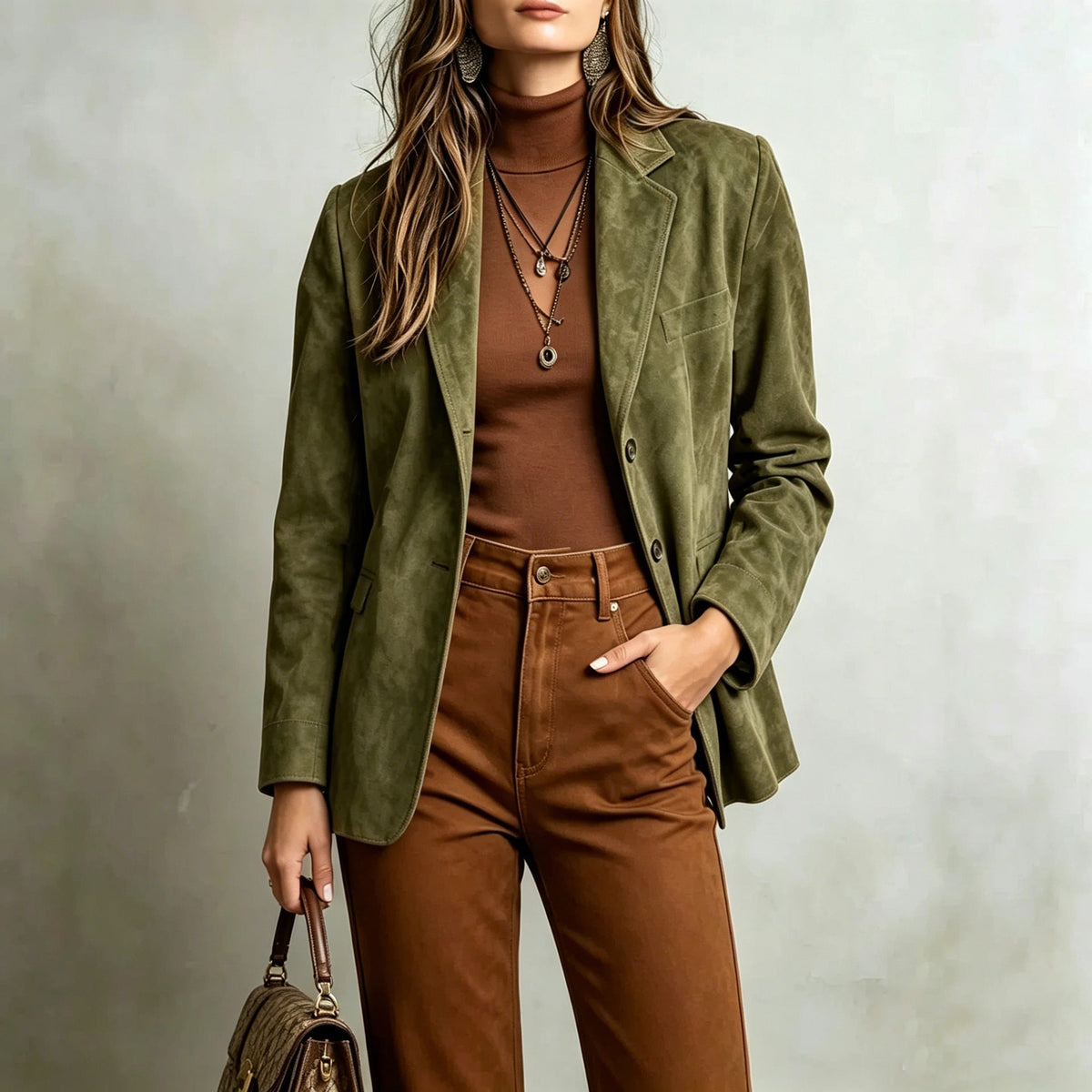 Womens Elegant Vintage Suede Velvet Jacket