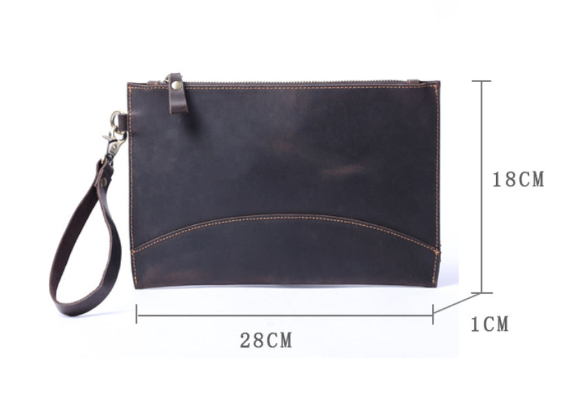 Simple Crazy Horse Leather Clutch For Men