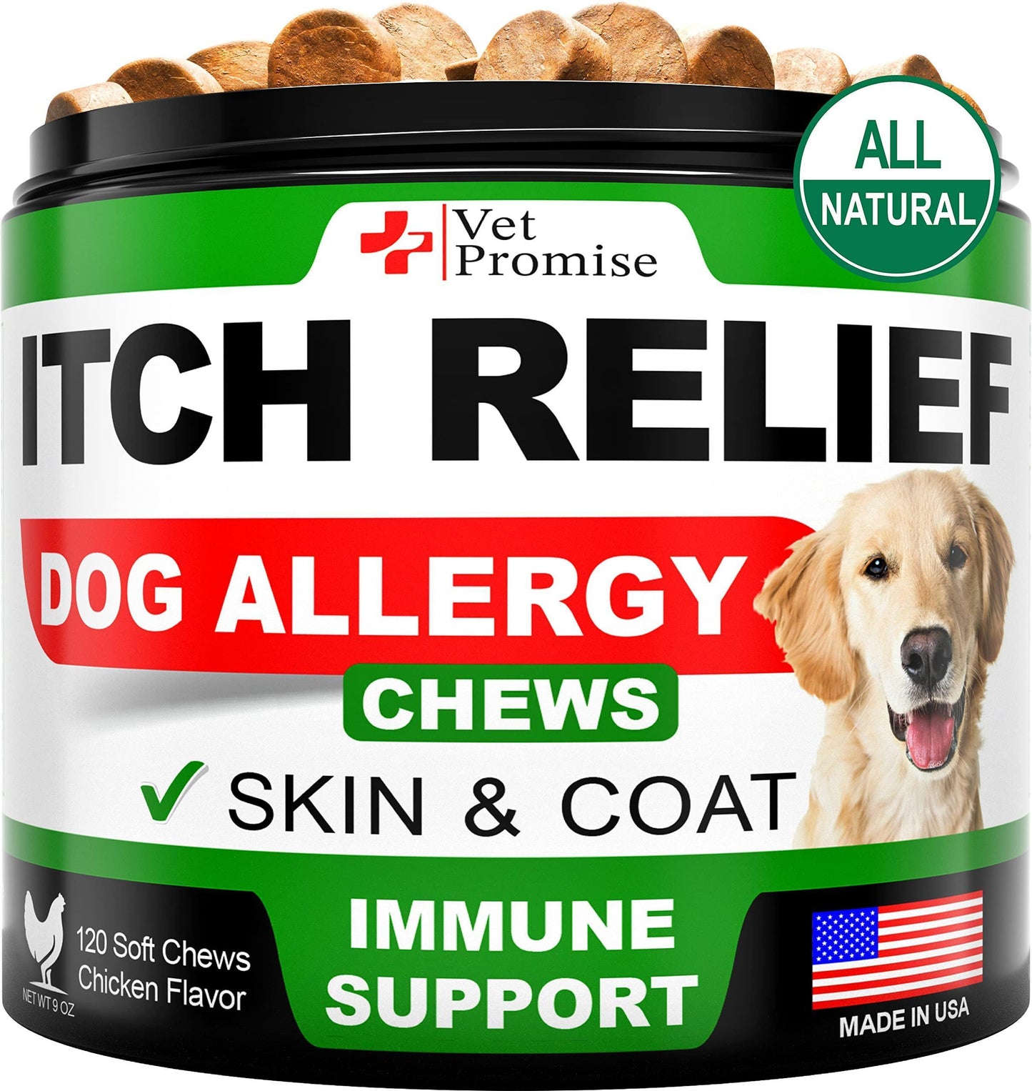 Dog Allergy Chews 120 Count Itch Relief Hot Spots Immune Support