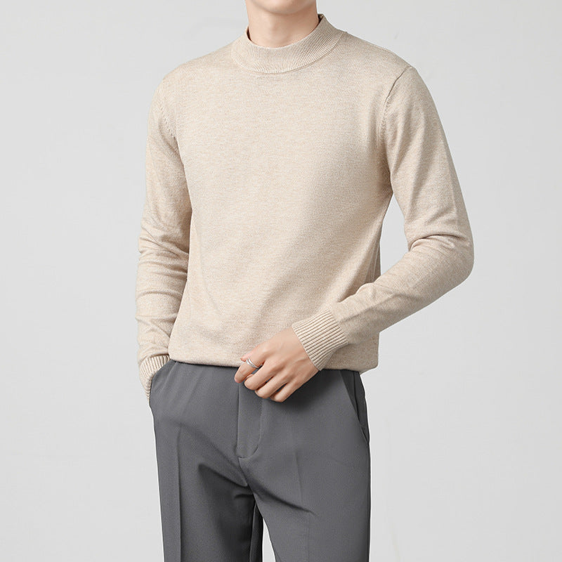 Mens Thickened White Knit Bottoming Sweater