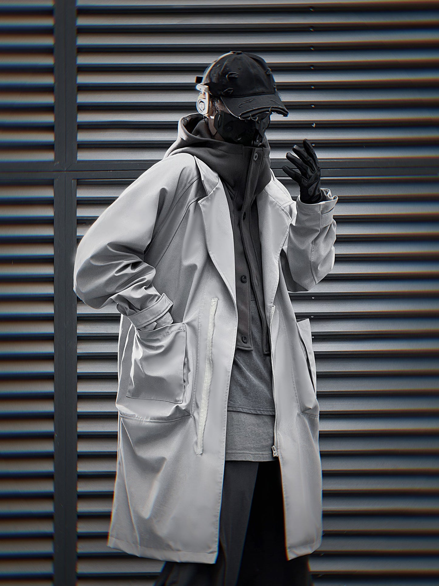 HiJ36 Grey Urban Trench Coat