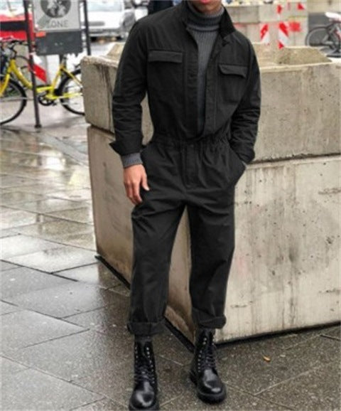 Fashionable Mens Solid-Colored Top And Loose-Fitting Trousers Casual Set