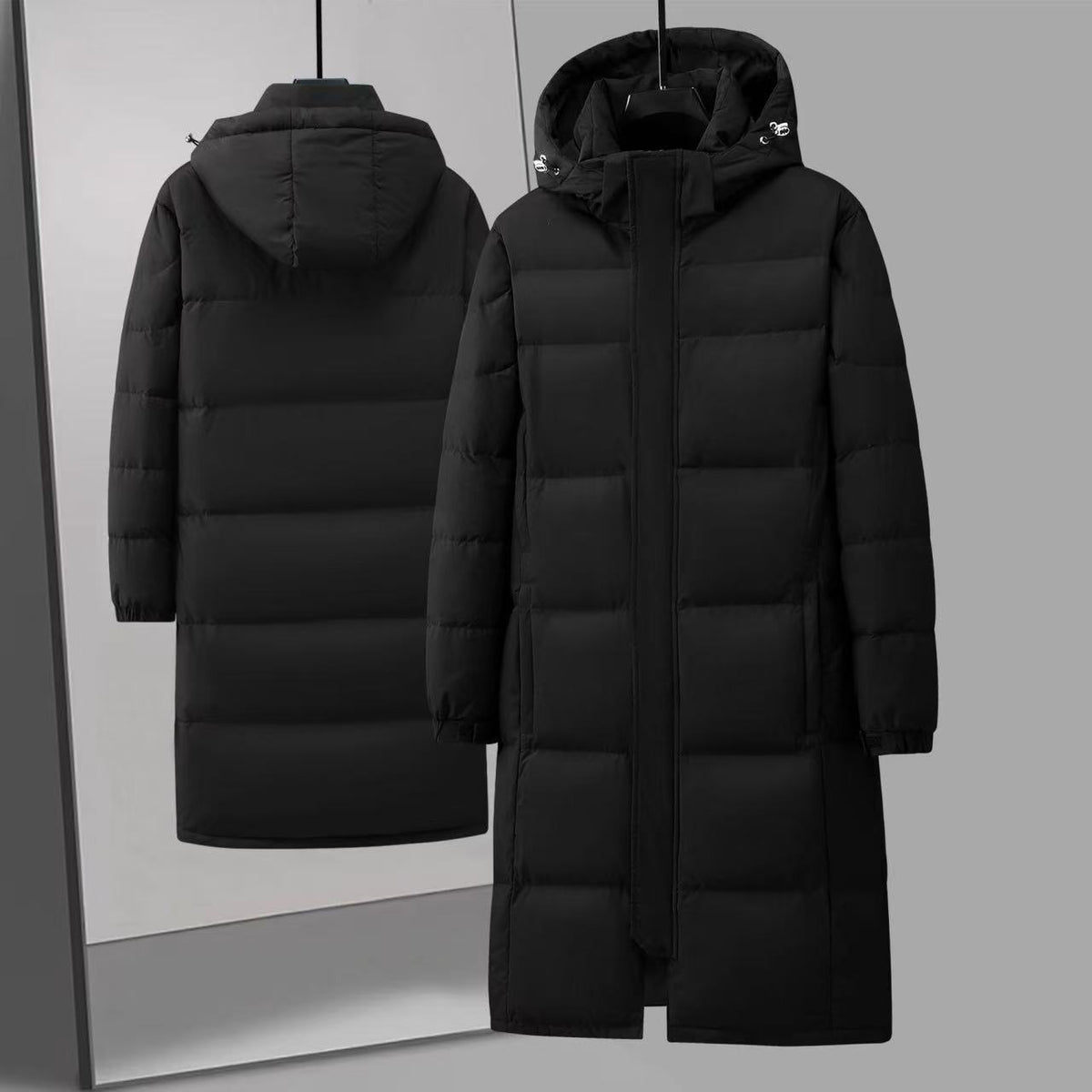 Mid-length Couple Men's And Women's Winter Down Hooded Jacket
