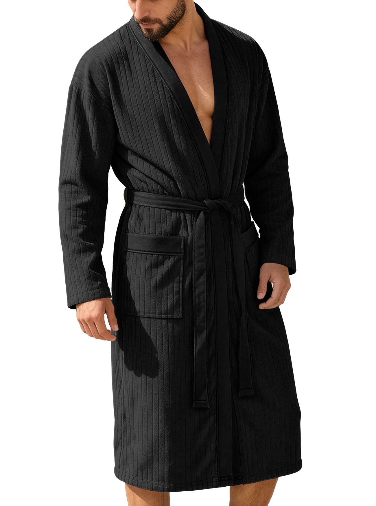 Men's Long Jacquard Soft Solid-Colored Belt