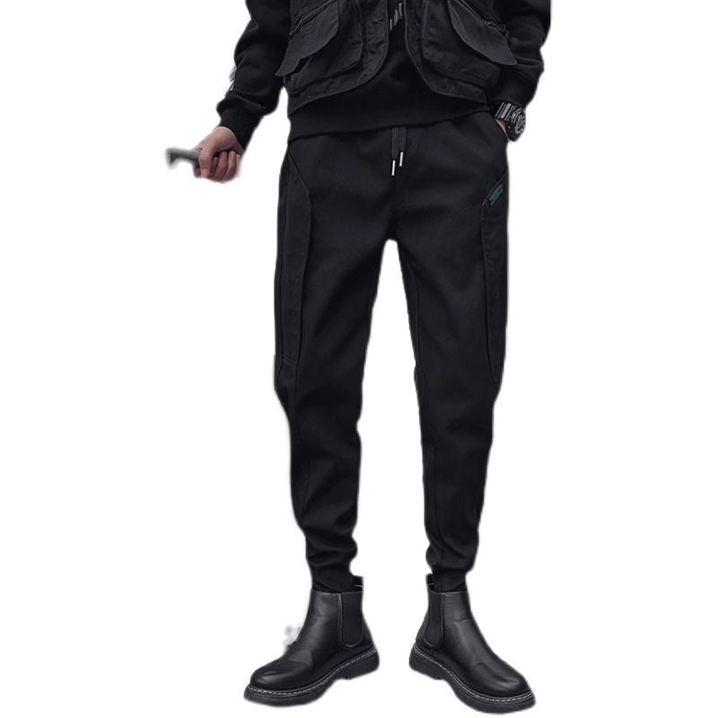 Mens Fleece-Lined Extra-Thick Slim-Fit Cargo Pants With Drawstring Hems