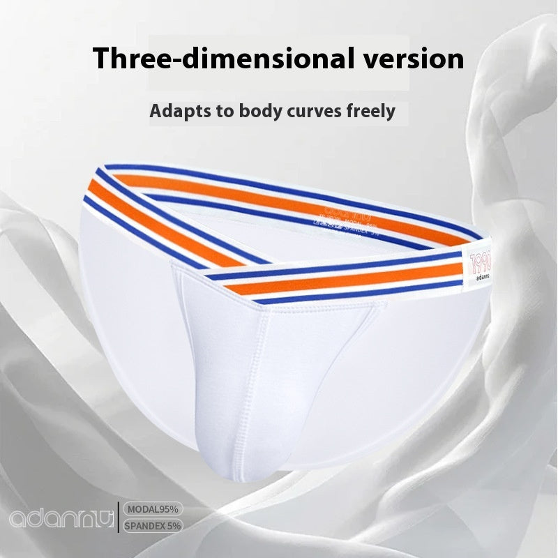 Solid Color High Fork Low Waist Briefs Full Package Hip Bulge