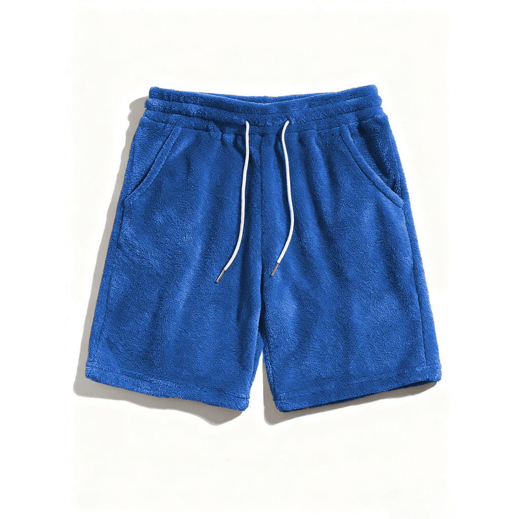 Mens SpringAutumn Coral-Fleece Sports-Style Casual Plus-Size Shorts