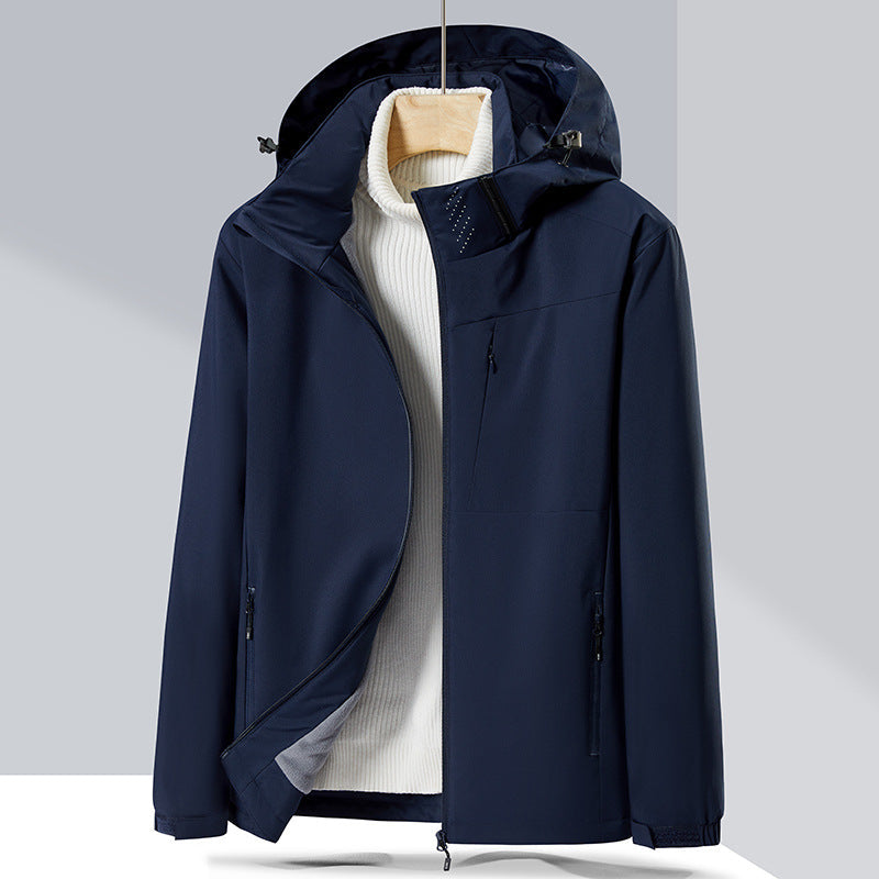 Couple Single-layer Jacket Windproof Sports Fleece-lined Padded Overalls