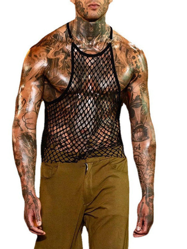 European And American Men See-through Mesh Vest