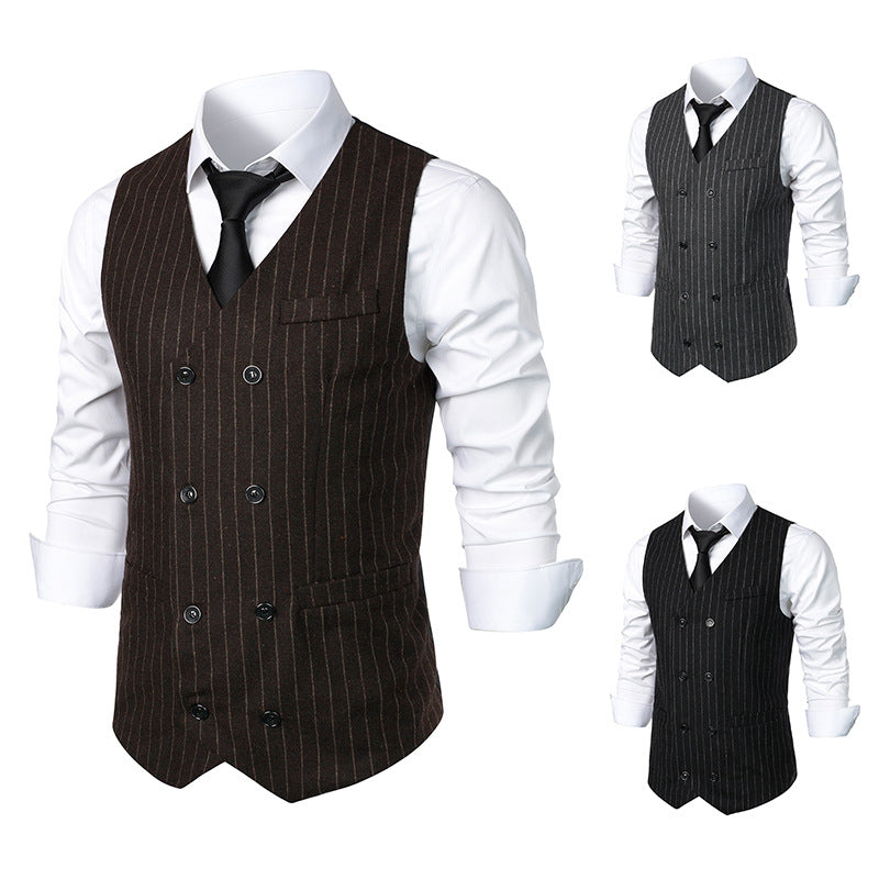 Men's Retro Casual Double Breasted Striped Vest