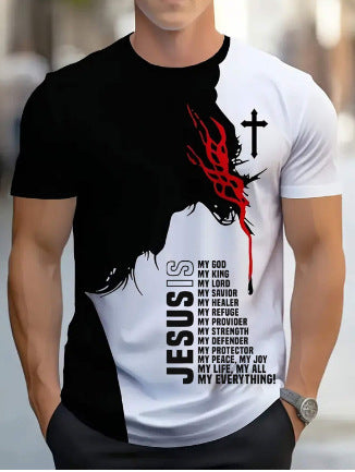 Men's Short-sleeved T-shirt Business Casual Series Digital 3D Printing