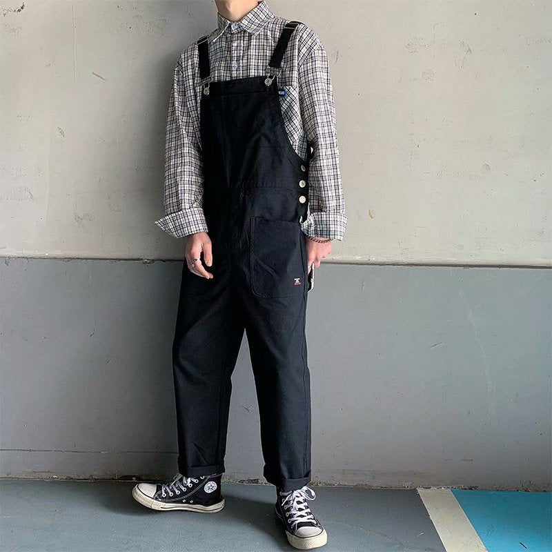 Men's Loose-Fit Stylish Multi-Pocket Jumpsuit With Suspender Straps