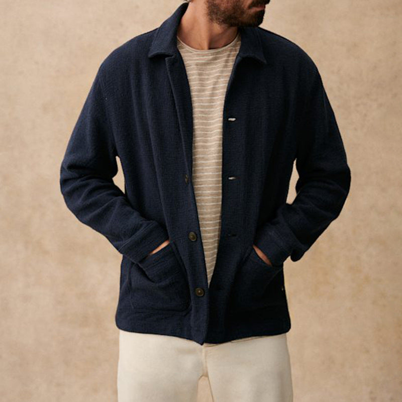 New Fallwinter Mens Casual Knitted Cardigan With A Lapel And Buttons