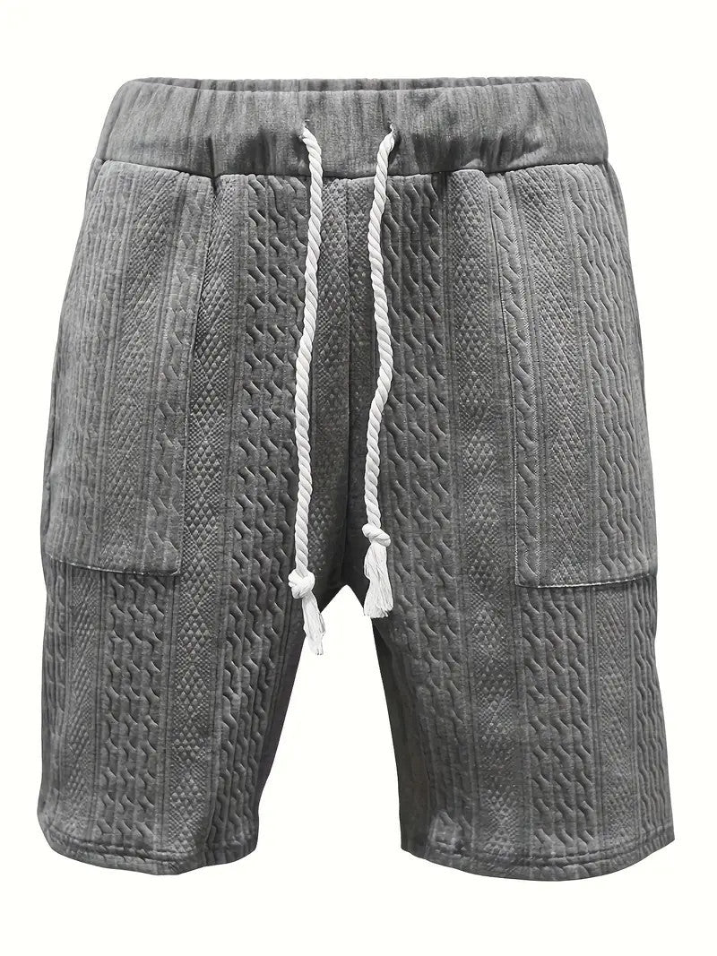 Men's Jacquard V Neck Shirt & Shorts Set