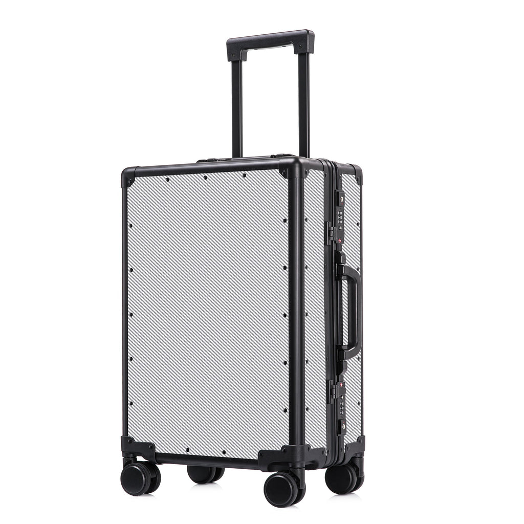 Carbon-fiber Suitcase With Aluminum Frame Large-capacity Business Rolling Luggage