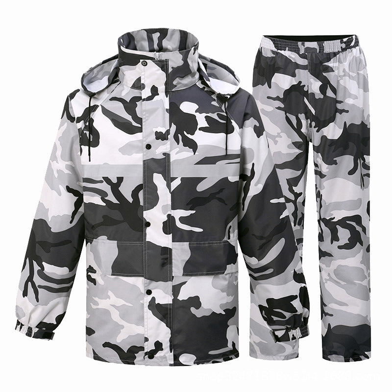 Gray Camouflage Raincoat Rain Pants Suit Men