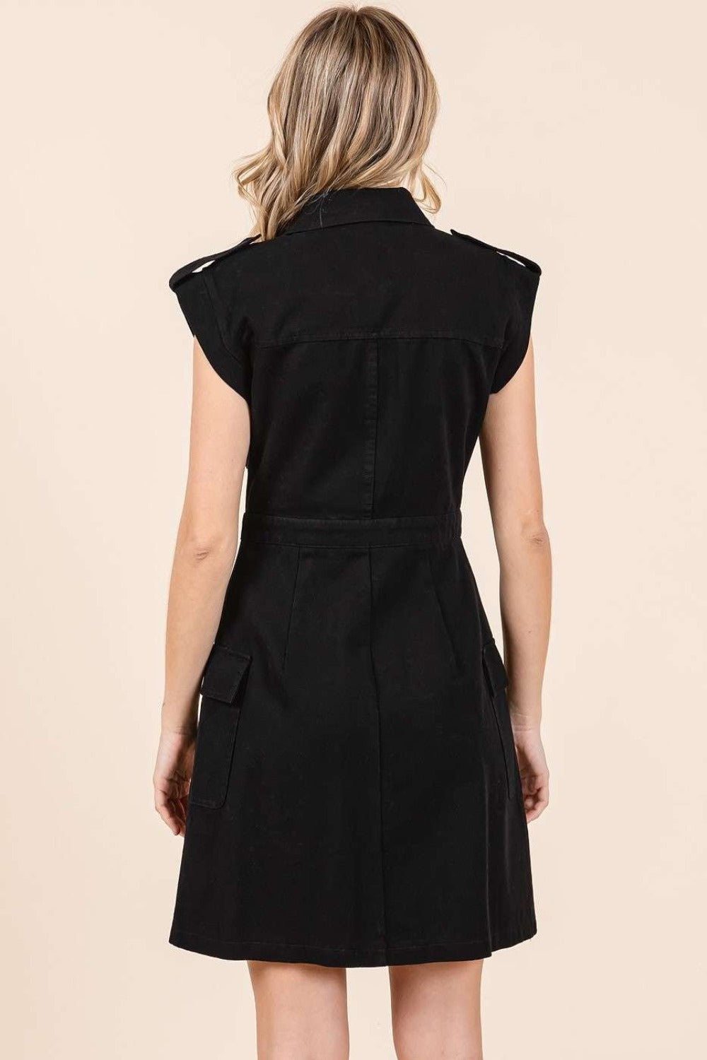 Cargo Pocket Half Button Mini Dress For Women – Casual Mini Dress, Buttoned Dress, Pocketed Dress, Versatile Dress, Trendy Mini Dress