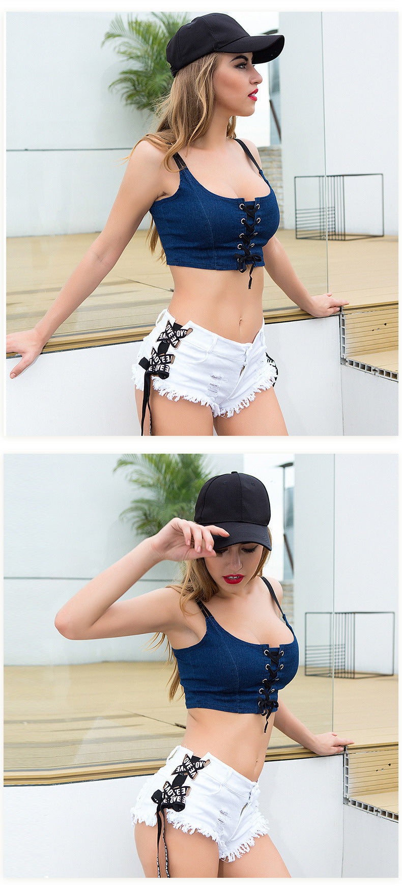 Tasseled Womens Trendy Ultra-Short Denim Shorts
