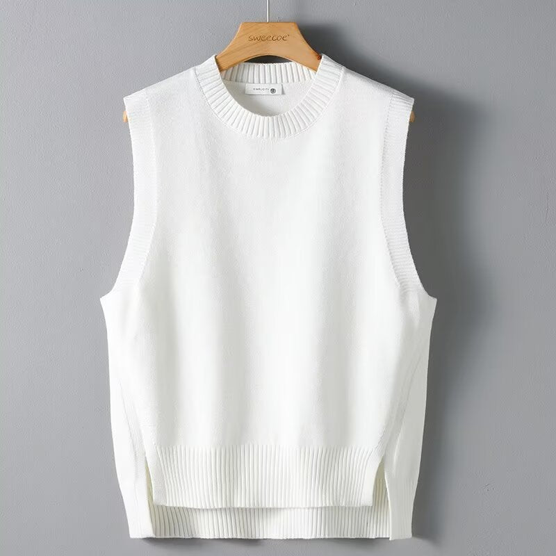 Mens Solid-Color Versatile Split Vest