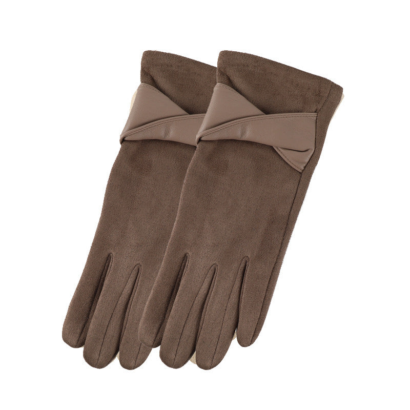 New Thickened Suede-fleece Gloves For Driving And Cycling
