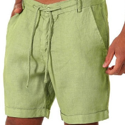 Mens Sports Running Fitness Shorts Solid-Color Casual Pants With Drawstring