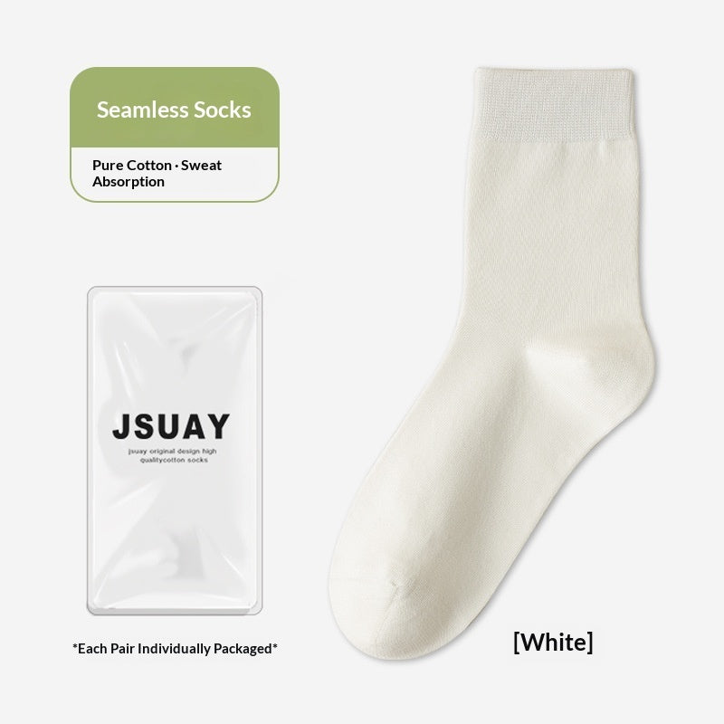 Men's Cotton Sweat-Absorbent Deodorizing And Antibacterial Mid-Calf Socks