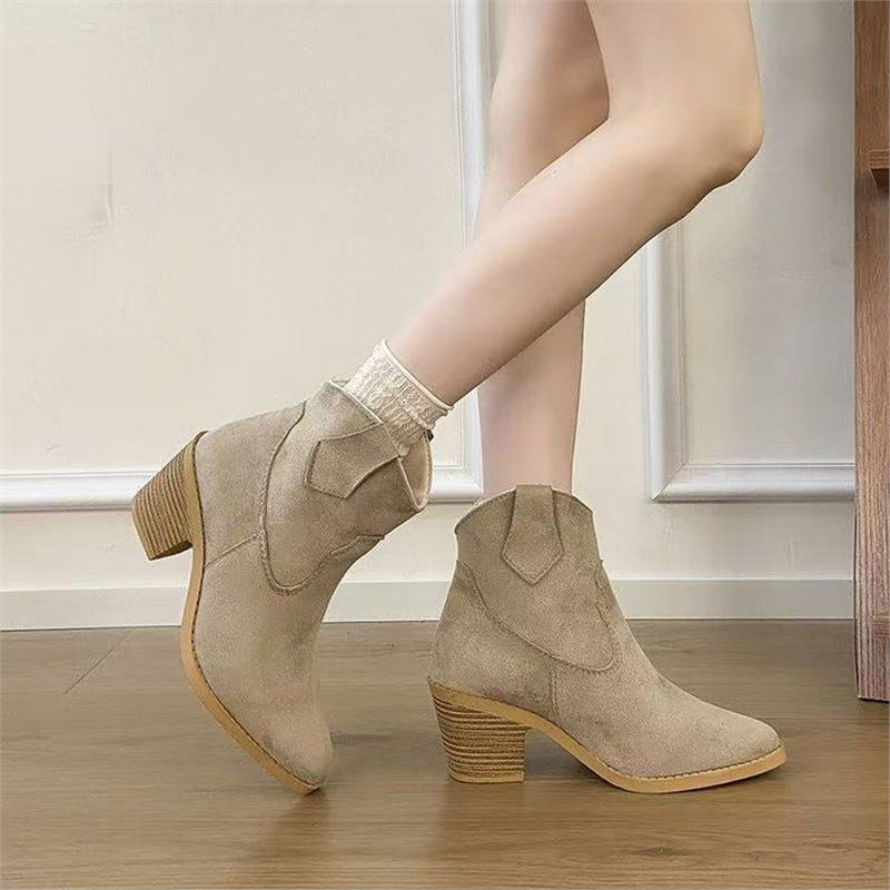 Women’s Retro Sock Cuff Booties – Stylish Ankle Boots with Stretch Cuff