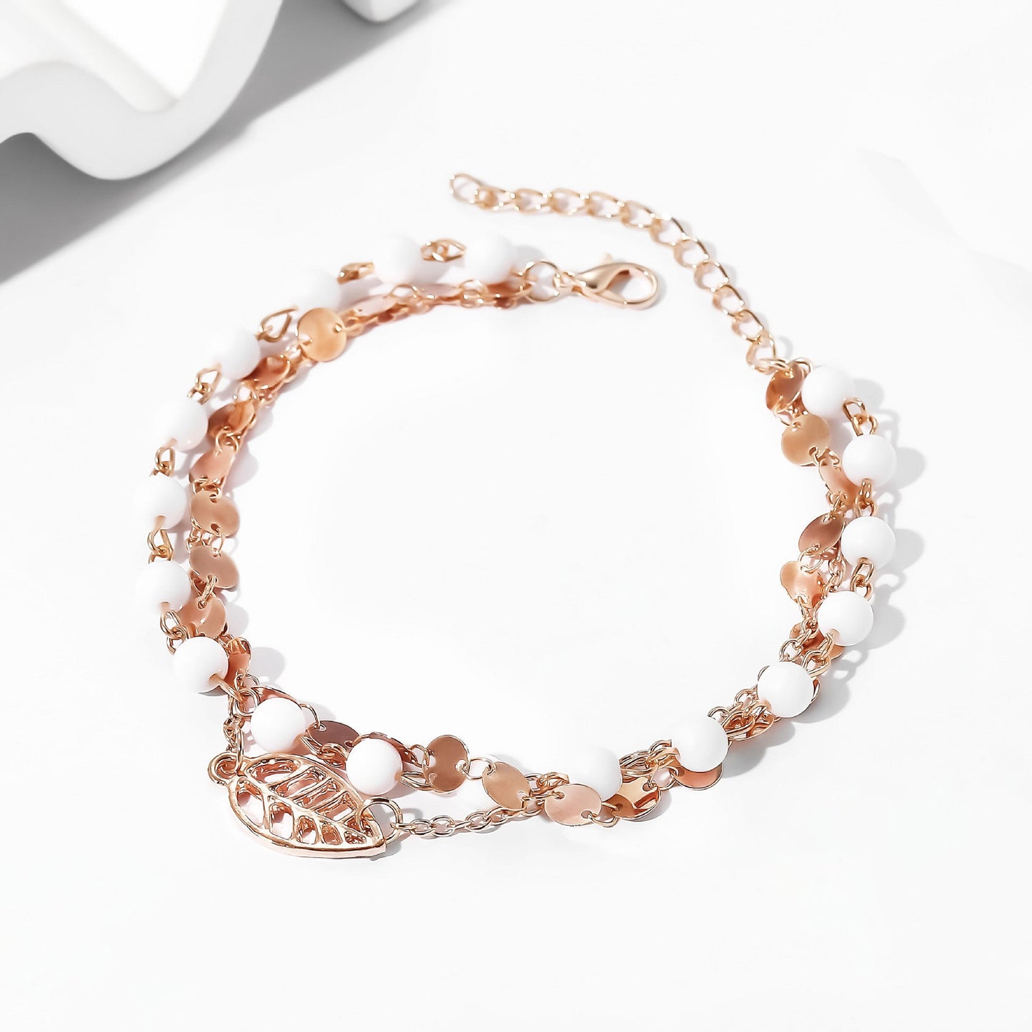 Fashionable Multi-Layer Square Gold Anklet