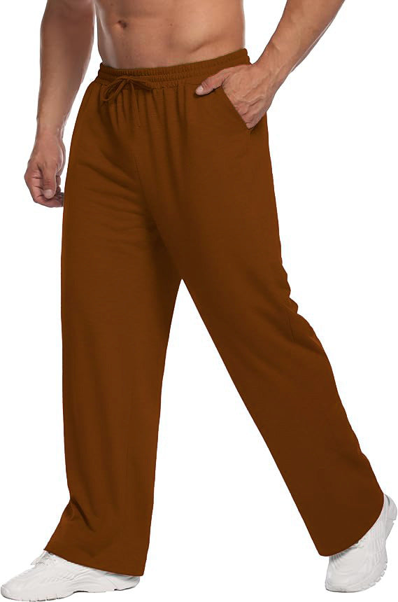 Mens Solid-Color Drawstring Straight-Leg Sweatpants