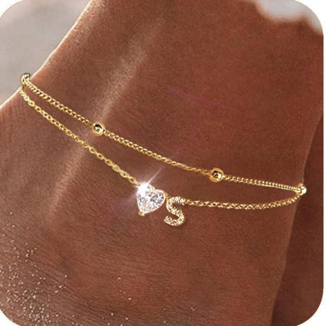 Womens Adjustable Delicate Versatile Double-layer Anklet Set