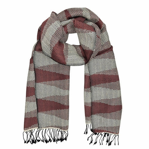 Cambodia Chevron Tapestry Scarf 100% Organic Cotton Handloomed Tassel Fringe