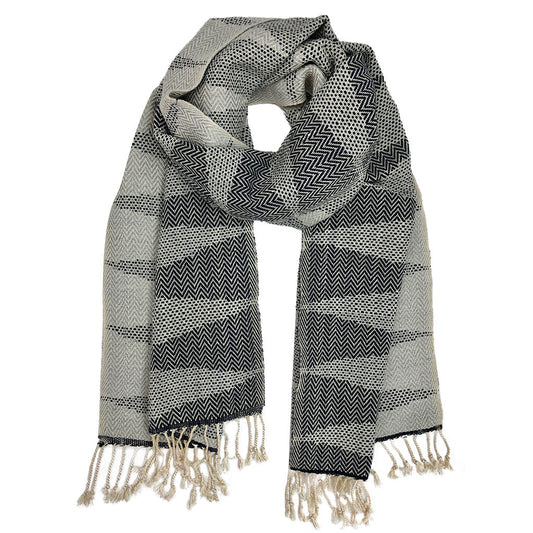Kambodscha Chevron Gobelin-Schal 100 % Bio-Baumwolle handgewebt Quastensaum