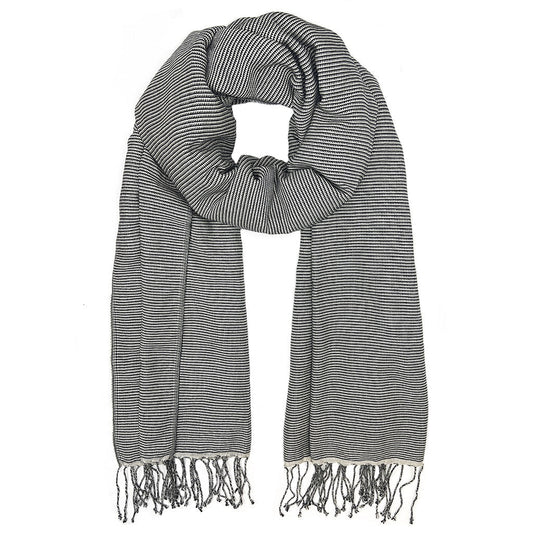 Cambodian Handloom Scarf 100% Organic Cotton Large Travel Wrap Neutral Tones