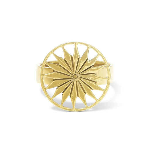 Kambodschanischer Sonnenstrahl-Ring aus recyceltem Messing (Bombshell Brass), minimalistisch, friedlich, Gold