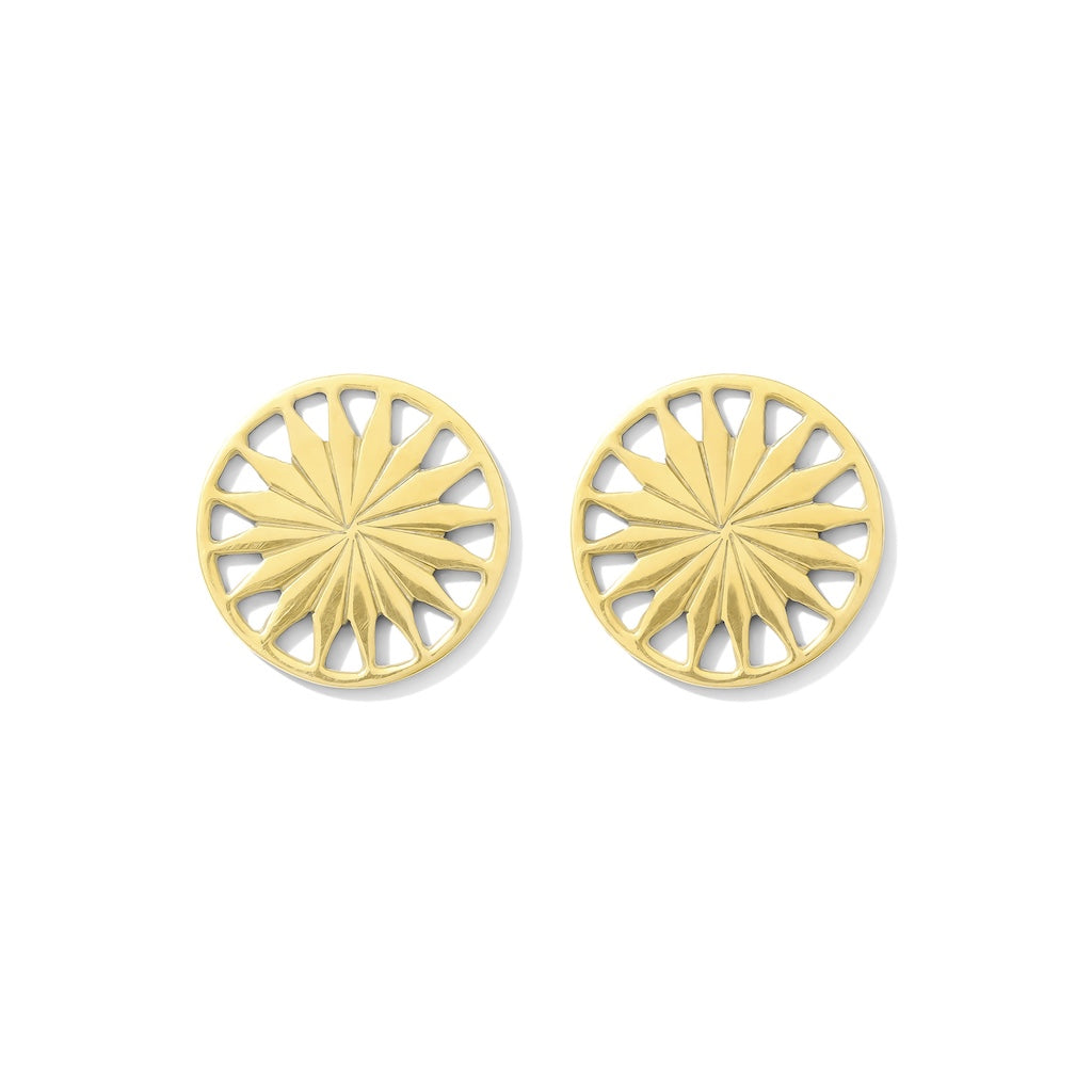 Boucles d'oreilles clous soleil minimalistes en laiton recyclé (Cambodian Sunshine Stud Earrings Recycled Bombshell Brass Minimalist Sun Studs)