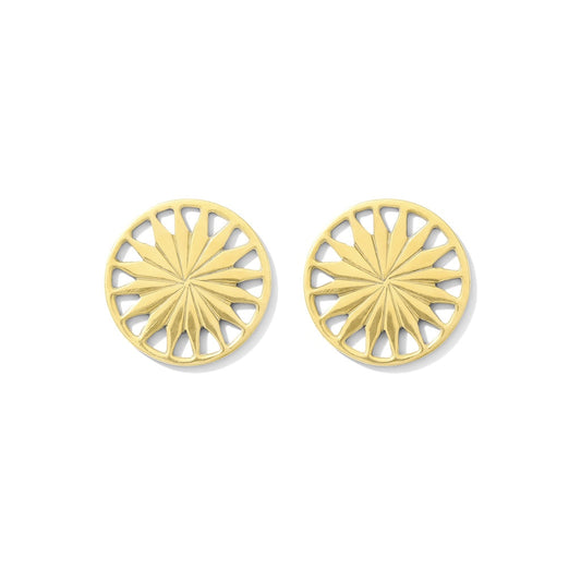 Kambodschanische Sunshine Ohrstecker aus recyceltem Bombshell Messing – Minimalistische Sonnenstecker