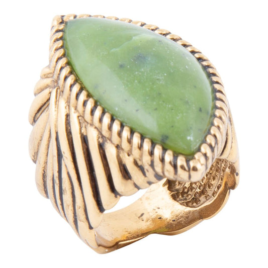 Bague Canadienne en Jade Vert et Or