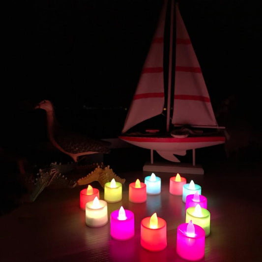 Candles With Battery Multicolor Candle Realistic And Bright Flickering Bulb Battery Operated Flameless LED Tea Light For Seasonal & Festival Celebration Lamp Decorative Aromatic Candles Reusable Night Lamp Wedding Birthday Party Decor Candle