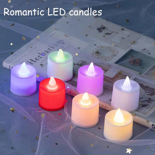 Candles With Battery Multicolor Candle Realistic And Bright Flickering Bulb Battery Operated Flameless LED Tea Light For Seasonal & Festival Celebration Lamp Decorative Aromatic Candles Reusable Night Lamp Wedding Birthday Party Decor Candle