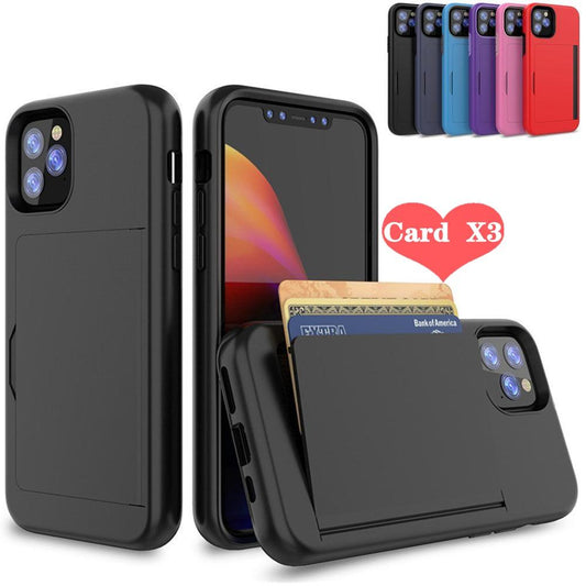 Candy Color Case For iPhone 11 12 Pro 7 8 Plus 6 6s X XS MAX XR Case Armor Card Cover for iPhone 11 12Pro Max Phone Case With Card Holder Wallet Holder Card Heavy Duty Armor Protective Cover