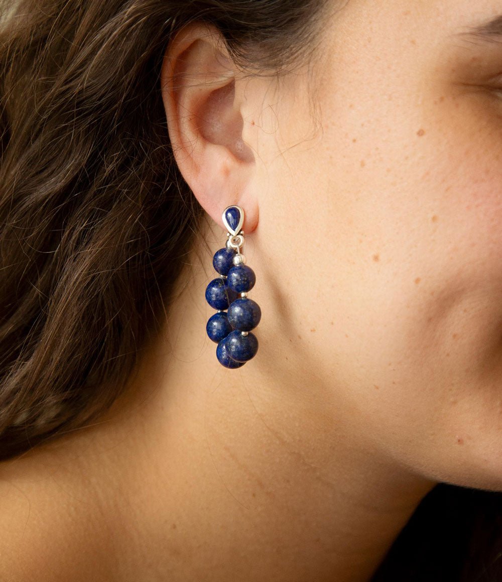 Carly Blue Lapislazuli komplette Schleife Ohrstecker aus Sterlingsilber