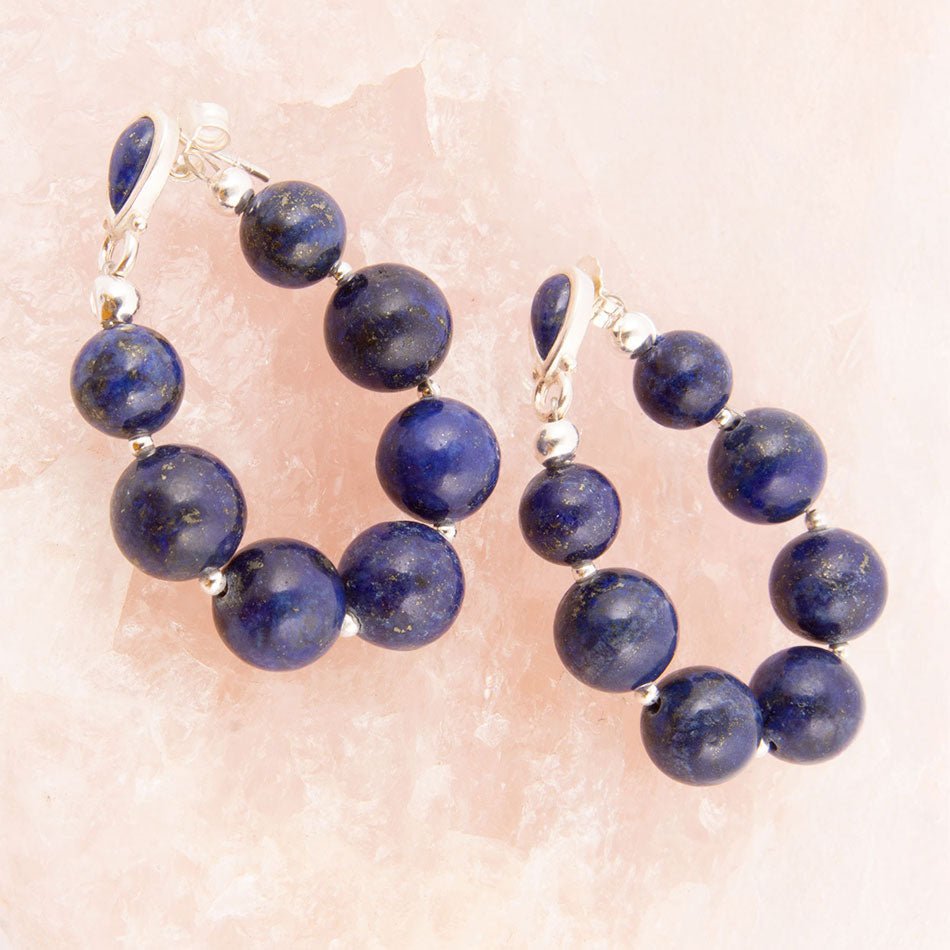 Carly Blue Lapislazuli komplette Schleife Ohrstecker aus Sterlingsilber