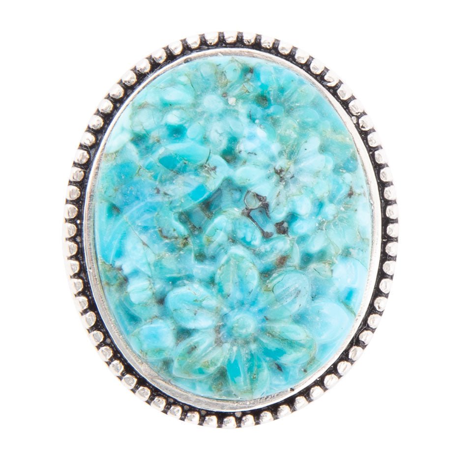 Bague cocktail en argent sterling et turquoise bleue sculptée